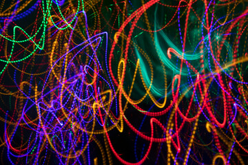 abstract design of bright multycolored streams of light
