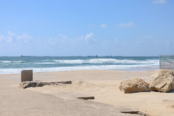 Beautiful view of seashore with rocks