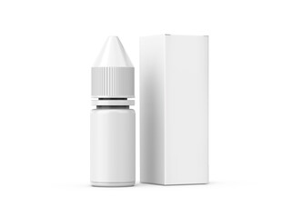 Nasal or eye dropper bottle with box package mockup