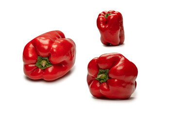 Red bell pepper isolated on a white background.