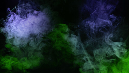 Blue and pink steam on a black background.