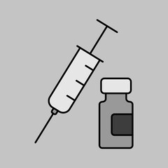 Medical ampoule and syringe vector icon