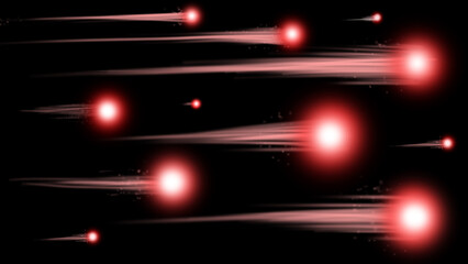 Obraz premium Flying red fireworks on a black background.
