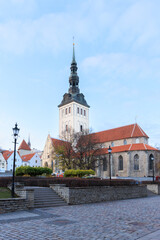 Fototapeta premium Saint Olaf church in the center of old medieval town of Tallinn in Estonia Unesco world heritage site