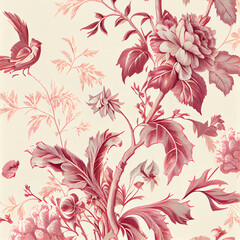 Generative AI:  Damask vintage floral seamless pattern background