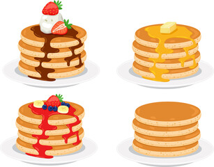 vector pancake stacks - obrazy, fototapety, plakaty