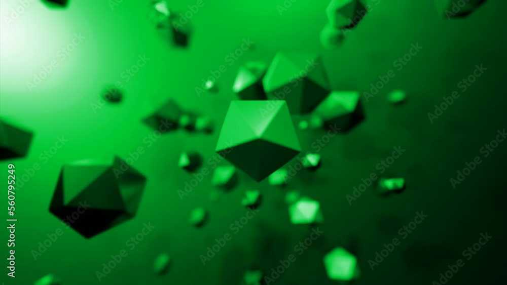 Poster 3d polygons rotating in space. design. chaotic orbits of rotation of polygonal figures. molecular ro