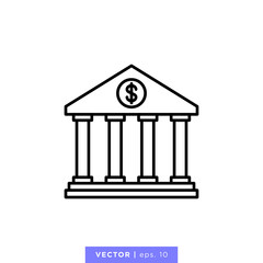 Bank building icon vector illustration design template. Editable stroke.