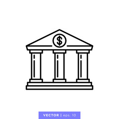 Bank building icon vector illustration design template. Editable stroke.