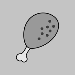 Chicken leg vector grayscale icon. Fast food sign
