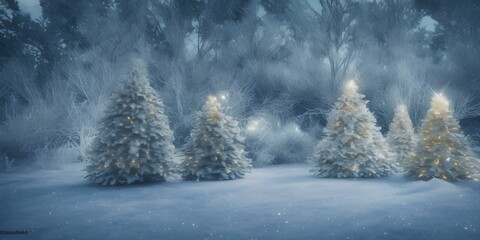 AI generated background with Christmas trees