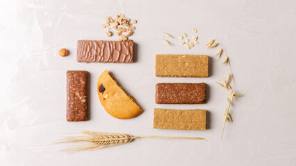 Cereal bars of healthy food from oatmeal without sugar