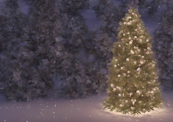AI generated background with Christmas tree