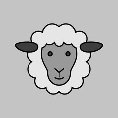 Sheep vector grayscale icon. Animal head sign