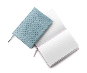 Open and close notebooks on white background