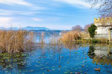 At sunset on the Banyoles lake, tranquility reigns where the ducks enjoy it. Catalonia, Spain - 2