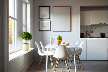 Empty frames in a modern stylish kitchen