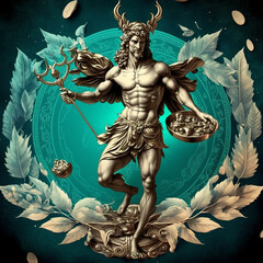 Ancient greek god Pan. Created with Generative AI technology.