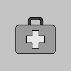 Obraz premium First aid kid vector grayscale icon. Medical sign