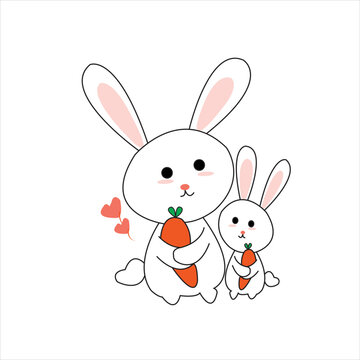 vector cute rabbit cartoon vector icon illustration. animal nature icon concept 