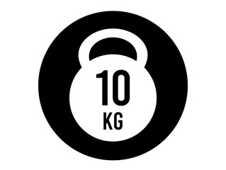 10 kg weight icon. Vector weight in kilograms isolated on white background