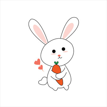 Cute cartoon happy bunny Vector illustration