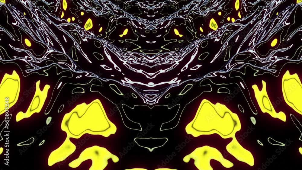 Poster flying inside sticky abstract tunnel with shapes looking like tree roots. design. concept of extrate