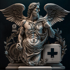 Fototapeta premium Ancient greek god Asclepius. Created with Generative AI technology.