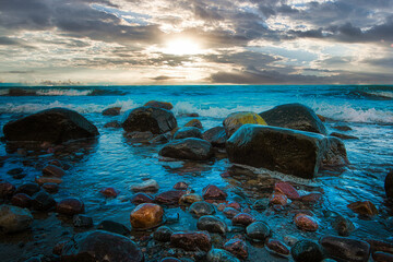 Ostsee - Meer - Warnemünde - Rostock - Seascape - Beach - Sunset - Baltic Sea Vacation Coast -...