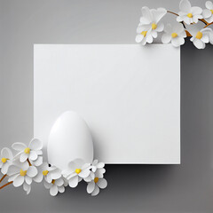 Easter background with empty white paper nature. Illustration Generative AI