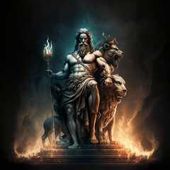 Ancient greek god Hades. Created with Generative AI technology.