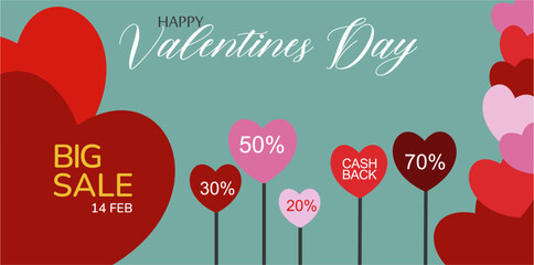 Valentine's day sale background. Vector illustration, poster, banner, brochure