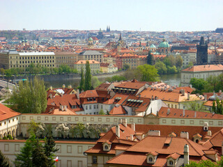 Obraz premium Panoramic view of the city on a summer day. Prague. Czech republic.