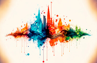 Watercolor Grunge Generative AI illustration. Creative colorful background. Futuristic concept.