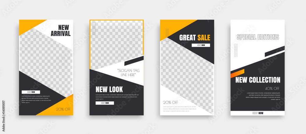 Wall mural set of editable minimal square banner template. background color with geometric shapes for social me