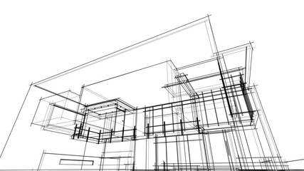 house building sketch architectural 3d illustration