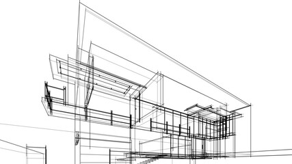 house building sketch architectural 3d illustration