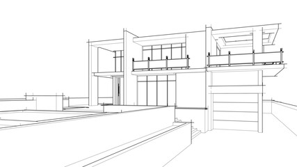 house building sketch architectural 3d illustration