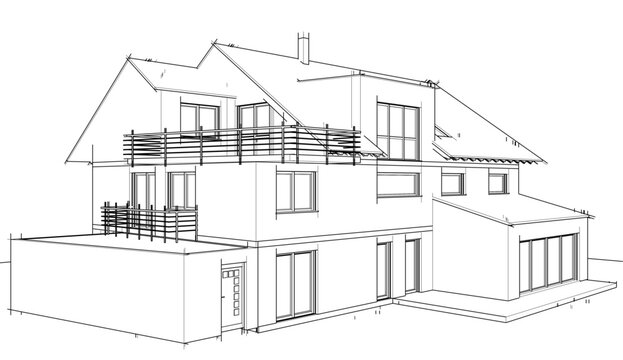 house building sketch architectural 3d illustration