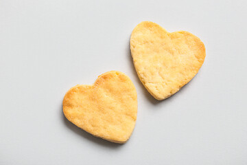 Delicious heart shaped cookies on light background. Valentines Day celebration