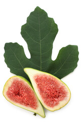 Ripe figs with green leaf