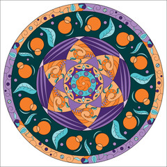 Seamless decorative mandala ornament in ethnic oriental style. Circular pattern in form of mandala for Henna, Mehendi, tattoo, decoration and printing