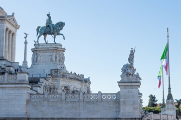 Naklejka premium Rome - Vittoriano or Altare della Patria (Altar of the Fatherland) with the equestrian monument of Vittorio Emanuele II (1820-1878), first king of Italy.