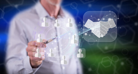 Man touching a business partner concept