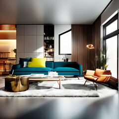 modern living room, generative artwork
