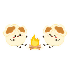 Popcorn cartoon. Vector mascot, cartoon and illustration of a corn holding Popcorn. Character design.