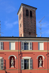 palazzi colorati di vercelli in italia, colorful buildings in vercelli in italy
