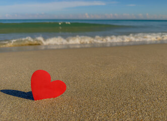 Heart on the beach. Valentine's Day. soft focus