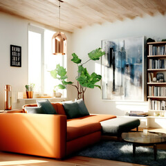 modern living room, generative artwork