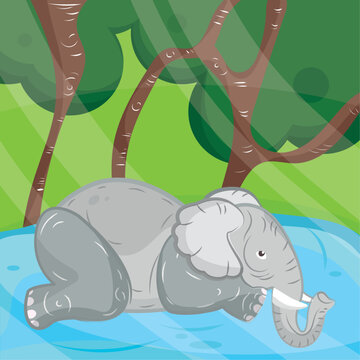Cute elephant sketch on a zafari background Vector